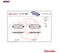 Brembo Brake Pad Set P 61 067 - Disc Brake for Peugeot 206 Hatchback/CC, Citroën Xsara RFR 2.0L