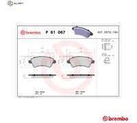 Brembo Brake Pad Set P 61 067 - Disc Brake for Peugeot 206 Hatchback/CC, Citroën Xsara RFR 2.0L