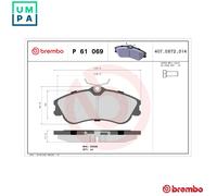 Brake pads P 61 069 BREMBO for CITROËN PEUGEOT