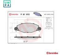 Brembo Brake Pad Set P 61 072 - Front - Fits Citroen C5