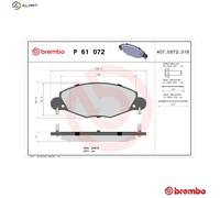 BRAKE PAD SET DISC BRAKE P 61 072 FOR CITROEN C5/Van/II/Break 4HR /4HP 2.2L 4cyl