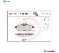 Brake pads P 61 074 BREMBO for CITROËN C3 I C2 C2 ENTERPRISE