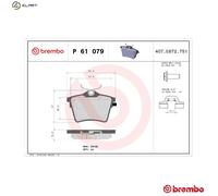 Brembo Brake Pad Set P 61 079 - Rear, 4 Pads, Not Fitted, Wear Indicator