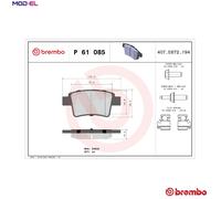 Brake pads P 61 085 BREMBO for CITROËN C4 PICASSO I MPV C4 GRAND PICASSO I