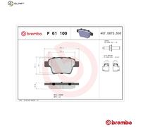 Brembo Brake Pads P 61 100 - Rear - Fits Peugeot 207, 207 CC, 207 SW, 307 (Hatchback, Van)