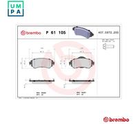BRAKE PAD SET DISC BRAKE P 61 105 FOR CITROEN C4/II/Hatchback/Van DS4 1.2L 3cyl