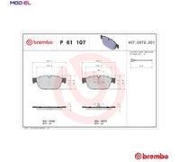 BRAKE PAD SET DISC BRAKE P 61 107 FOR PEUGEOT RCZ 308 407/SW 508/Van CITROEN