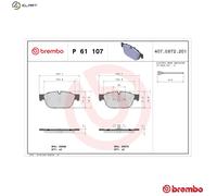 Brembo Brake Pads P 61 107 Front for Peugeot Citroën