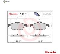 Brembo Brake Pad Set P 61 110 - Fits Peugeot 508 I / 508 SW I 1.6 VTI
