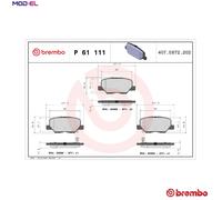 Brake pads P 61 111 BREMBO for MITSUBISHI PEUGEOT CITROËN MAZDA