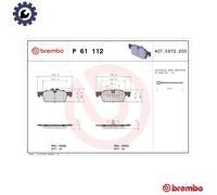 Brembo Brake Pad Set Front P61112 - With Anti-Squeak Plate - Fits Peugeot 508/508 SW