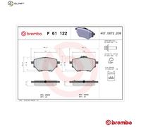 Brake pads P 61 122 BREMBO for CITROËN PEUGEOT OPEL VAUXHALL DS TOYOTA FIAT JEEP