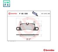 BREMBO Brake Pad Set Rear With Counterweights 76mm Height Fits Porsche Cayenne