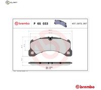 Brembo Brake Pad Set P 65 033 - Front Disc Brake - Fits Porsche Macan 2.0, Panamera