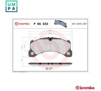 Brembo Brake Pad Set P 65 033 - Front Disc Brake - Fits Porsche Macan 2.0, Panamera