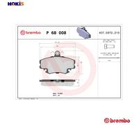 BRAKE PAD SET DISC BRAKE P 68 008 FOR RENAULT 18/Break/Variable 19/II/Mk/ 1.8L