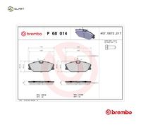 BRAKE PAD SET DISC BRAKE P 68 014 FOR RENAULT 25 LAGUNA/Nevada/Grandtour 1.8L