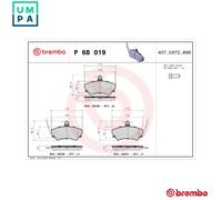 Brembo Brake Pad Set P 68 019 – Disc Brake for Renault Espace Mk II