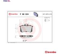 BRAKE PAD SET DISC BRAKE P 68 024X FOR RENAULT CLIO/III/Grandtour WIND SCÉNIC