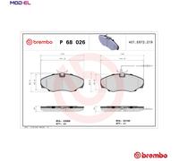 Brembo Brake Pad Set P 68 026 Disc Brake for Renault Espace III