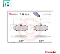 Brembo Brake Pad Set P 68 026 Disc Brake for Renault Espace III