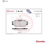 BRAKE PAD SET DISC BRAKE P 68 027 FOR RENAULT CLIO/MIO/II/Mk SCENIC/MPV 1.8L