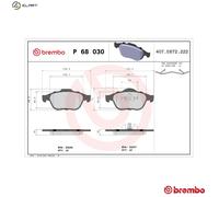 Brembo Brake Pad Set Front P 68 030 - Anti-Squeak Plate - Fits Renault Laguna Scénic