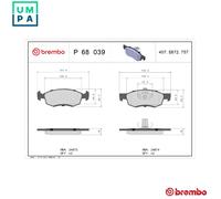 Brembo Brake Pad Set P 68 039 - Front Axle - for Dacia, Renault Logan
