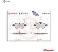 Brembo P68047 Brake Pad Set Fits Renault Grand Scenic 1.6 dCi 1.9 dCi 2.0 dCi