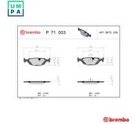 Brake pads P 71 003 BREMBO for VOLVO SAAB