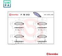 Brake pads P 78 012 BREMBO for SUZUKI SUBARU