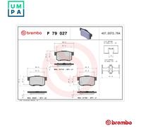 Brembo P79027 Rear Disc Brake Pad - Set of 4