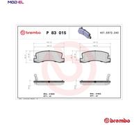 Brembo Brake Pad Set P 83 015 - Rear - Toyota Camry Corolla Avensis Celica Harrier