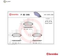 Brake pads P 83 046 BREMBO for TOYOTA AVENSIS Estate AVENSIS Saloon AVENSIS