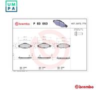Brake pads P 83 053 BREMBO for TOYOTA YARIS/VITZ