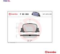 Rear Brake Pad Set BREMBO P 83 063 for Toyota Prius/Avalon/Mark/Camry (96-09)