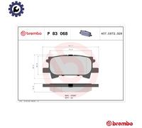 BRAKE PAD SET DISC BRAKE P 83 068 FOR LEXUS TOYOTA 2GR-FE 3.5L 1MZ-FE 3.0L 6cyl