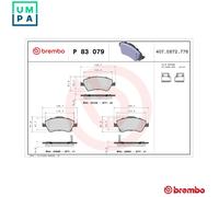 BRAKE PAD SET DISC BRAKE P 83 079 FOR TOYOTA COROLLA/QUEST/ALTIS AURIS/Van 1.3L