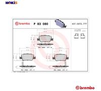 Brake pads P 83 080 BREMBO for TOYOTA COROLLA Saloon AURIS AURIS Estate