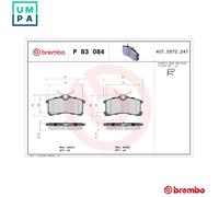 Brembo Brake Pad Set P 83 084 - for Toyota Avensis & Corolla
