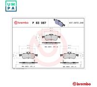Brembo Brake Pads P 83 087 – Rear Disc for Toyota & Daihatsu – Set of 4
