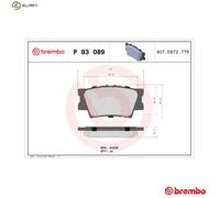 Brake pads P 83 089 BREMBO for TOYOTA LEXUS