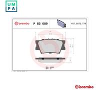 Brembo Brake Pads P 83 089 - Rear Disc - Set of 4 - for Toyota Lexus