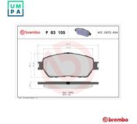 Brembo Brake Pad Set P83105 10182478A, Front, 4x Pads, Wear Indicator, Not Fitted