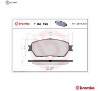 Brembo Brake Pad Set P83105 10182478A, Front, 4x Pads, Wear Indicator, Not Fitted
