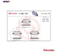 Brembo Brake Pad Set P83 112 - Rear, Anti-Squeak Plate, 50mm - Fits Toyota Avensis