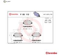 Brembo Brake Pad Set P83 112 - Rear, Anti-Squeak Plate, 50mm - Fits Toyota Avensis