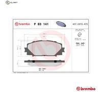 BREMBO Brake pad set TOYOTA,DAIHATSU P 83 141 SA35001,04465B1350,04465B1355 044650D110,044650D140,0446512640,0446552180,0446552200,0446552320