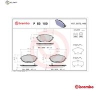 Brembo Brake Pad Set P 83 150 - Front - Fits Toyota Auris, Auris Van, Corolla
