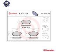 Brembo Brake Pad Set P 83 150 - Front - Fits Toyota Auris, Auris Van, Corolla